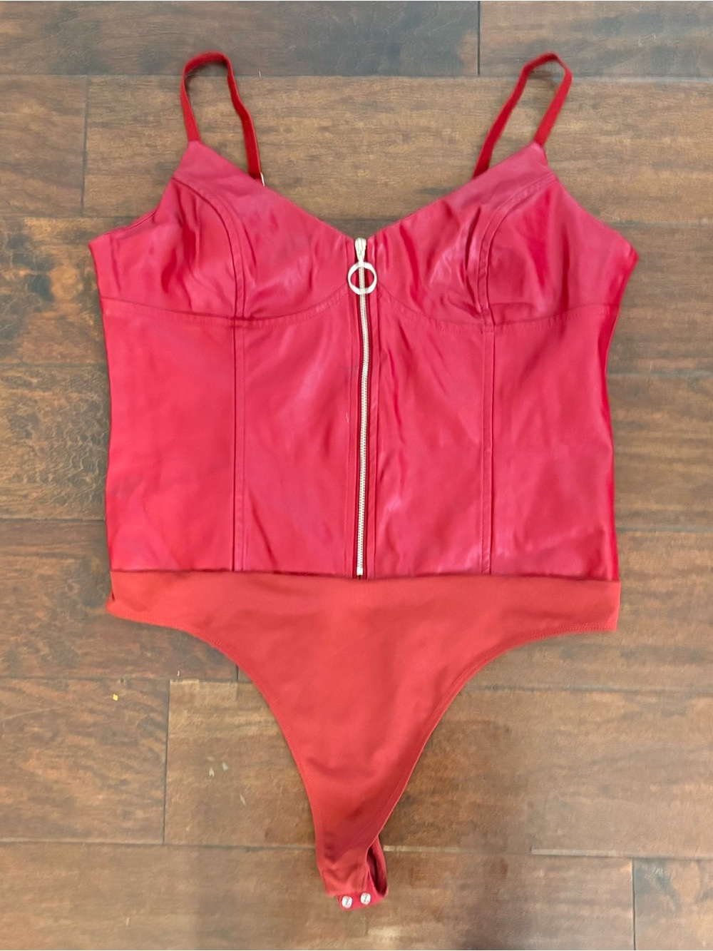 Guess Red Ladies One-Piece Bodysuit with Front Zip